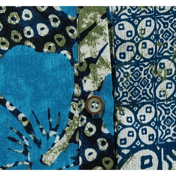 Susan Graver Womens 3X Printed Woven Button Front Long Sleeve Big Shirt Blue NWT - Picture 5 of 5